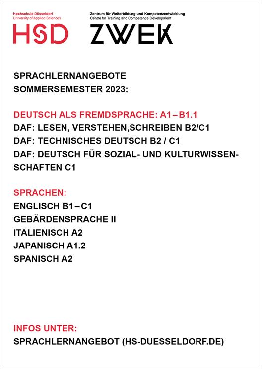 Info zu Sprachkursen. 